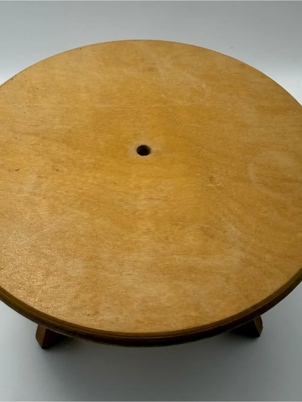 Vintage Strombecker Round Wood Patio Umbrella Table Outdoor Doll House 1950s MCM